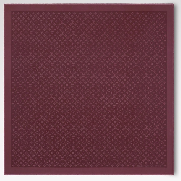 LOUIS VUITTON Monogram Classic Shawl – Oversized square burgundy scarf - Picture 1 of 3